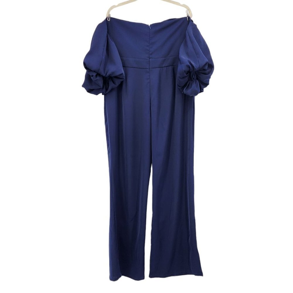 Nwt Yaura Navy Blue Sweetheart Neck Puff Sleeve Jumpsuit Womens 16 — image 4 of 8